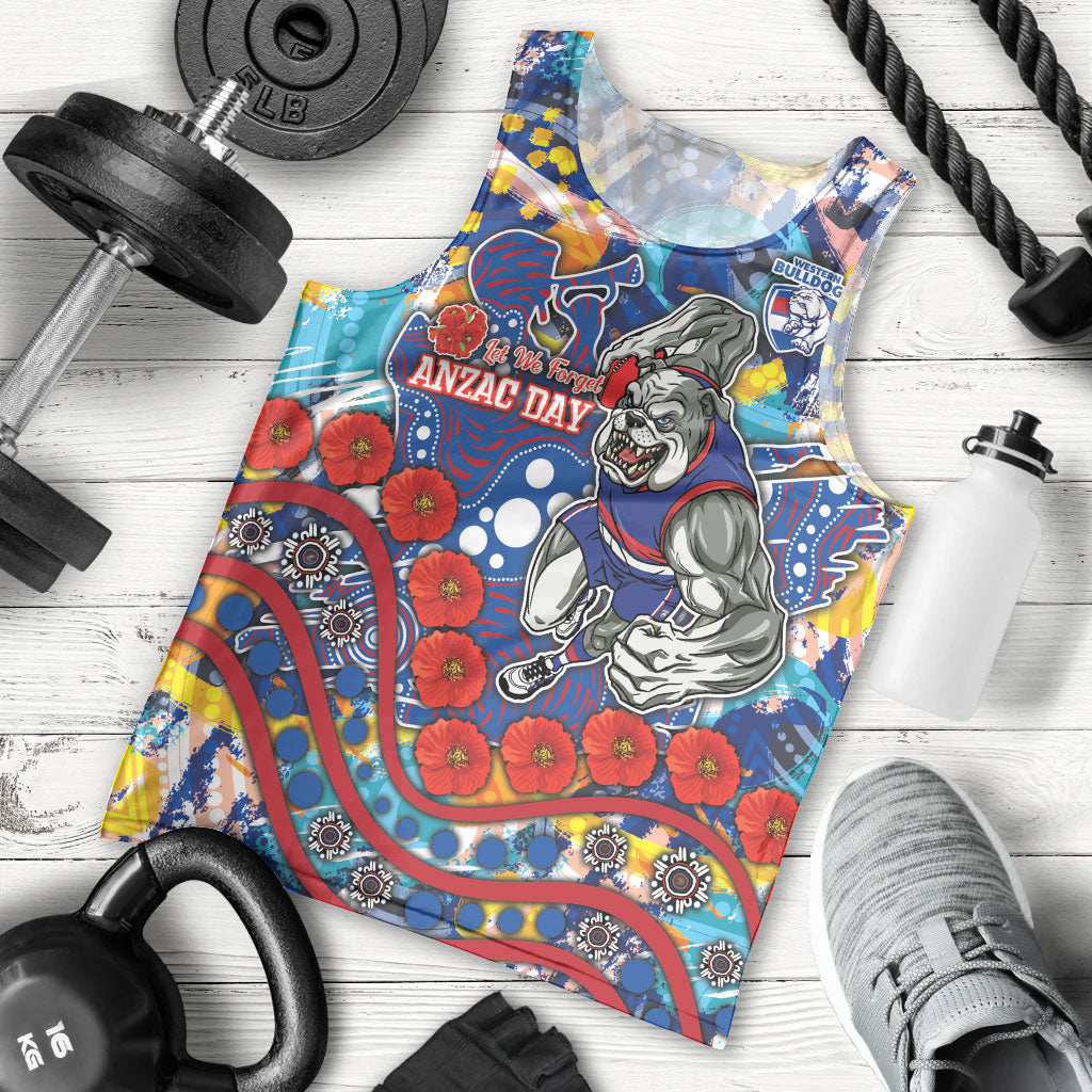 Western Bulldogs ANZAC Day Men Tank Top Aboriginal Dot Art Indigenous Australian Cultural