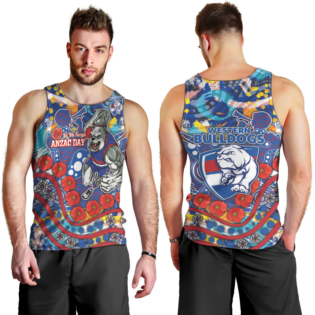 Western Bulldogs ANZAC Day Men Tank Top Aboriginal Dot Art Indigenous Australian Cultural