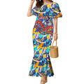 Western Bulldogs ANZAC Day Mermaid Dress Aboriginal Dot Art Indigenous Australian Cultural