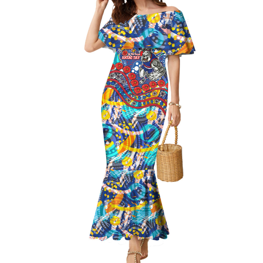 Western Bulldogs ANZAC Day Mermaid Dress Aboriginal Dot Art Indigenous Australian Cultural