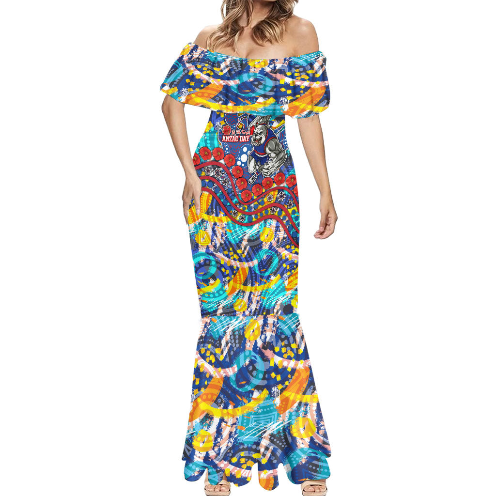 Western Bulldogs ANZAC Day Mermaid Dress Aboriginal Dot Art Indigenous Australian Cultural