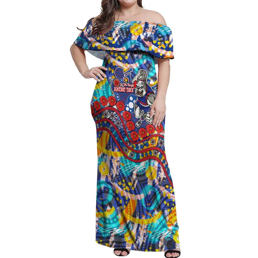 Western Bulldogs ANZAC Day Off Shoulder Maxi Dress Aboriginal Dot Art Indigenous Australian Cultural