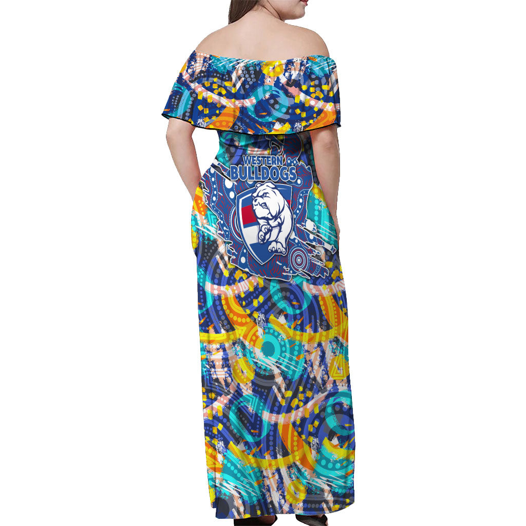 Western Bulldogs ANZAC Day Off Shoulder Maxi Dress Aboriginal Dot Art Indigenous Australian Cultural