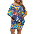 Western Bulldogs ANZAC Day Off Shoulder Short Dress Aboriginal Dot Art Indigenous Australian Cultural