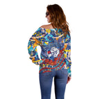 Western Bulldogs ANZAC Day Off Shoulder Sweater Aboriginal Dot Art Indigenous Australian Cultural