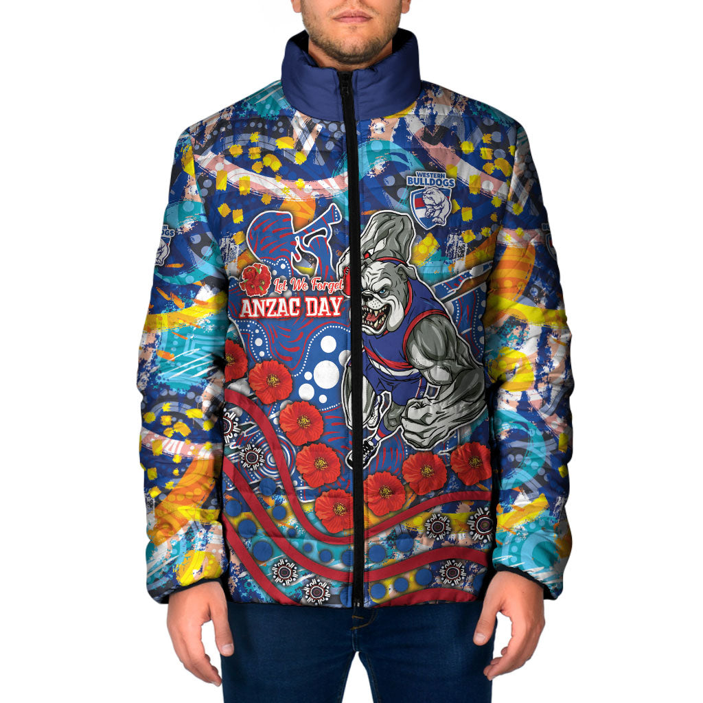 Western Bulldogs ANZAC Day Padded Jacket Aboriginal Dot Art Indigenous Australian Cultural