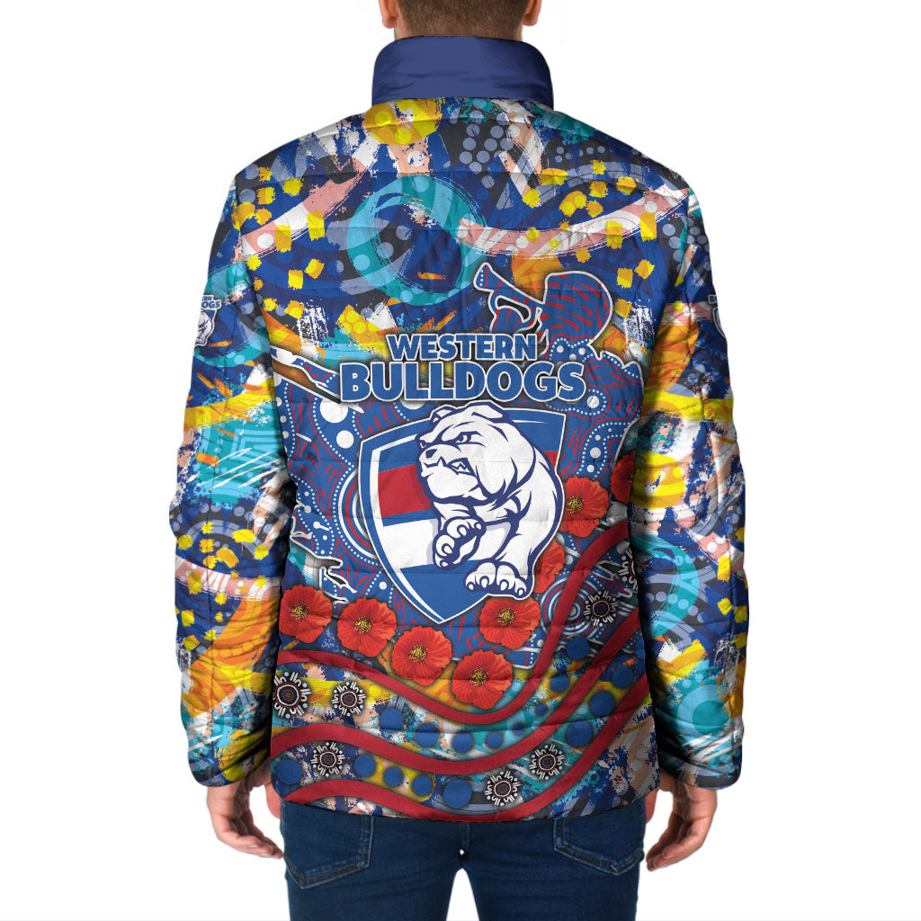 Western Bulldogs ANZAC Day Padded Jacket Aboriginal Dot Art Indigenous Australian Cultural