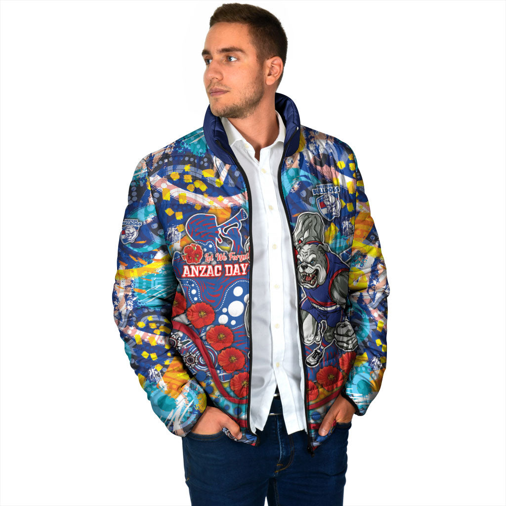 Western Bulldogs ANZAC Day Padded Jacket Aboriginal Dot Art Indigenous Australian Cultural
