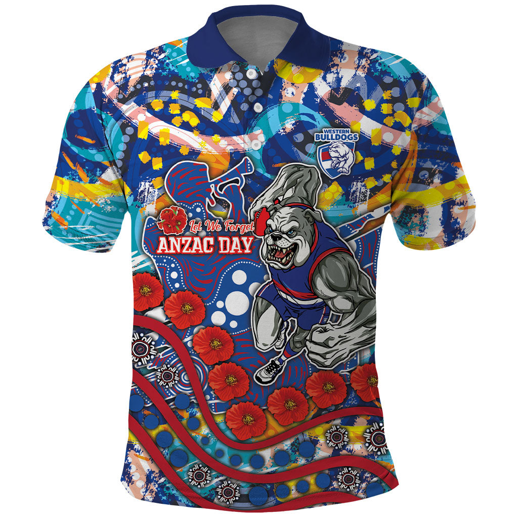 Western Bulldogs ANZAC Day Polo Shirt Aboriginal Dot Art Indigenous Australian Cultural