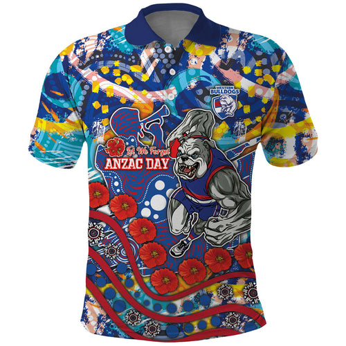 Western Bulldogs ANZAC Day Polo Shirt Aboriginal Dot Art Indigenous Australian Cultural