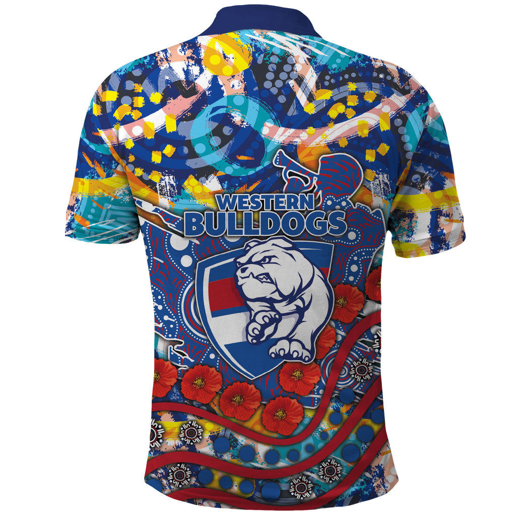 Western Bulldogs ANZAC Day Polo Shirt Aboriginal Dot Art Indigenous Australian Cultural