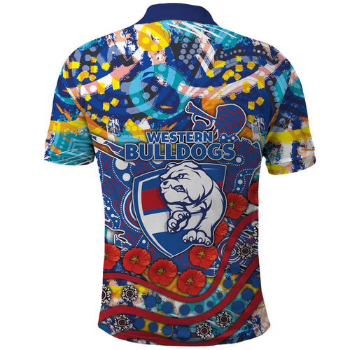 Western Bulldogs ANZAC Day Polo Shirt Aboriginal Dot Art Indigenous Australian Cultural