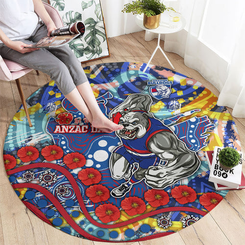 Western Bulldogs ANZAC Day Round Carpet Aboriginal Dot Art Indigenous Australian Cultural