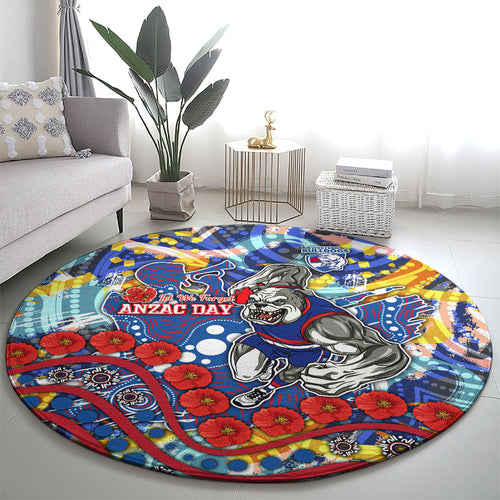 Western Bulldogs ANZAC Day Round Carpet Aboriginal Dot Art Indigenous Australian Cultural