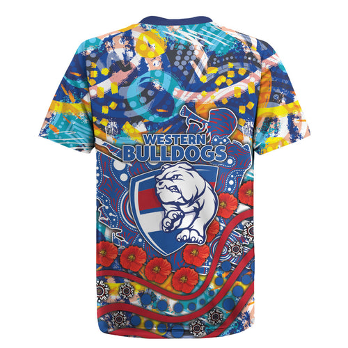 Western Bulldogs ANZAC Day Rugby Jersey Aboriginal Dot Art Indigenous Australian Cultural