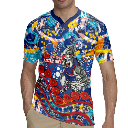 Western Bulldogs ANZAC Day Rugby Jersey Aboriginal Dot Art Indigenous Australian Cultural