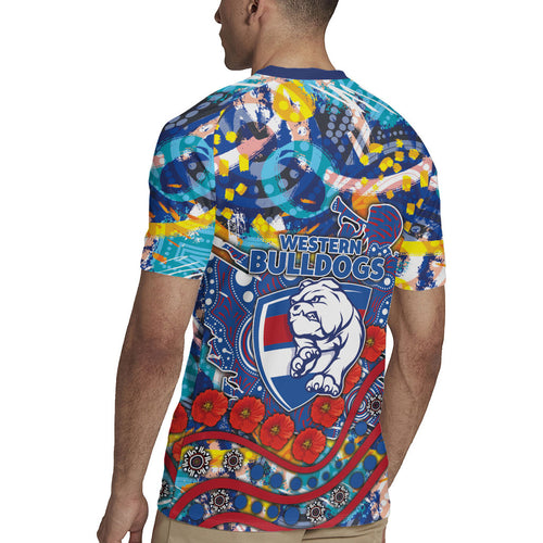 Western Bulldogs ANZAC Day Rugby Jersey Aboriginal Dot Art Indigenous Australian Cultural