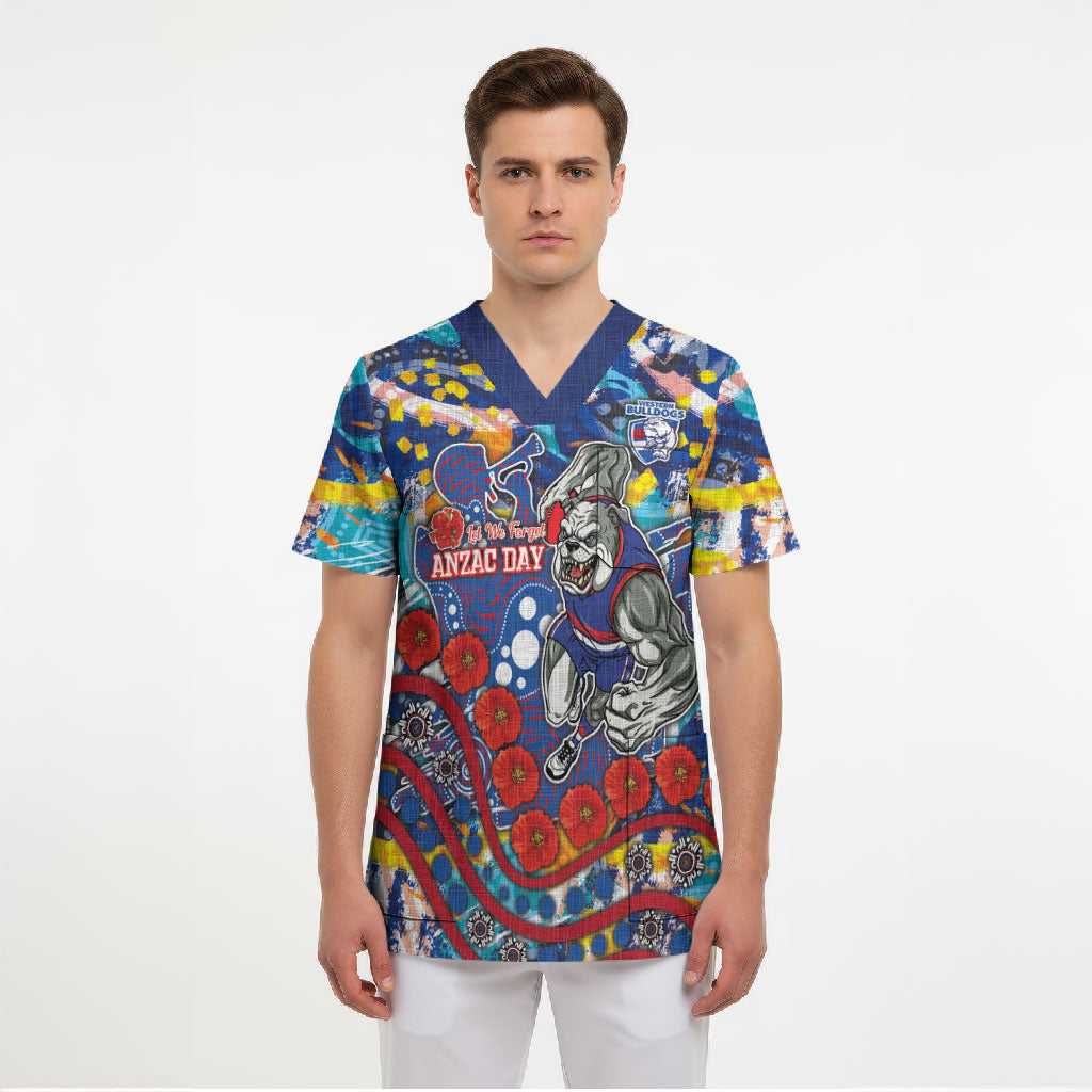 Western Bulldogs ANZAC Day Scrub Top Aboriginal Dot Art Indigenous Australian Cultural