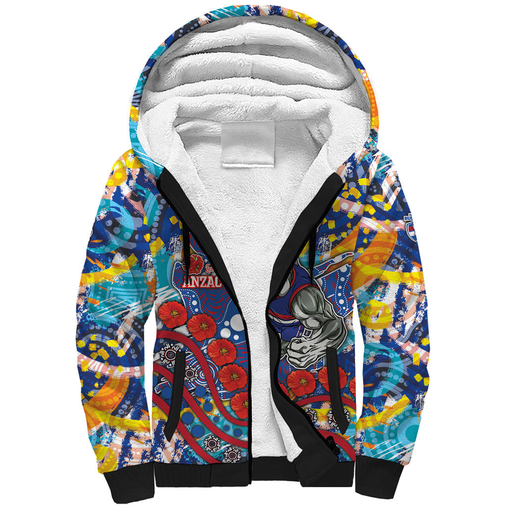 Western Bulldogs ANZAC Day Sherpa Hoodie Aboriginal Dot Art Indigenous Australian Cultural