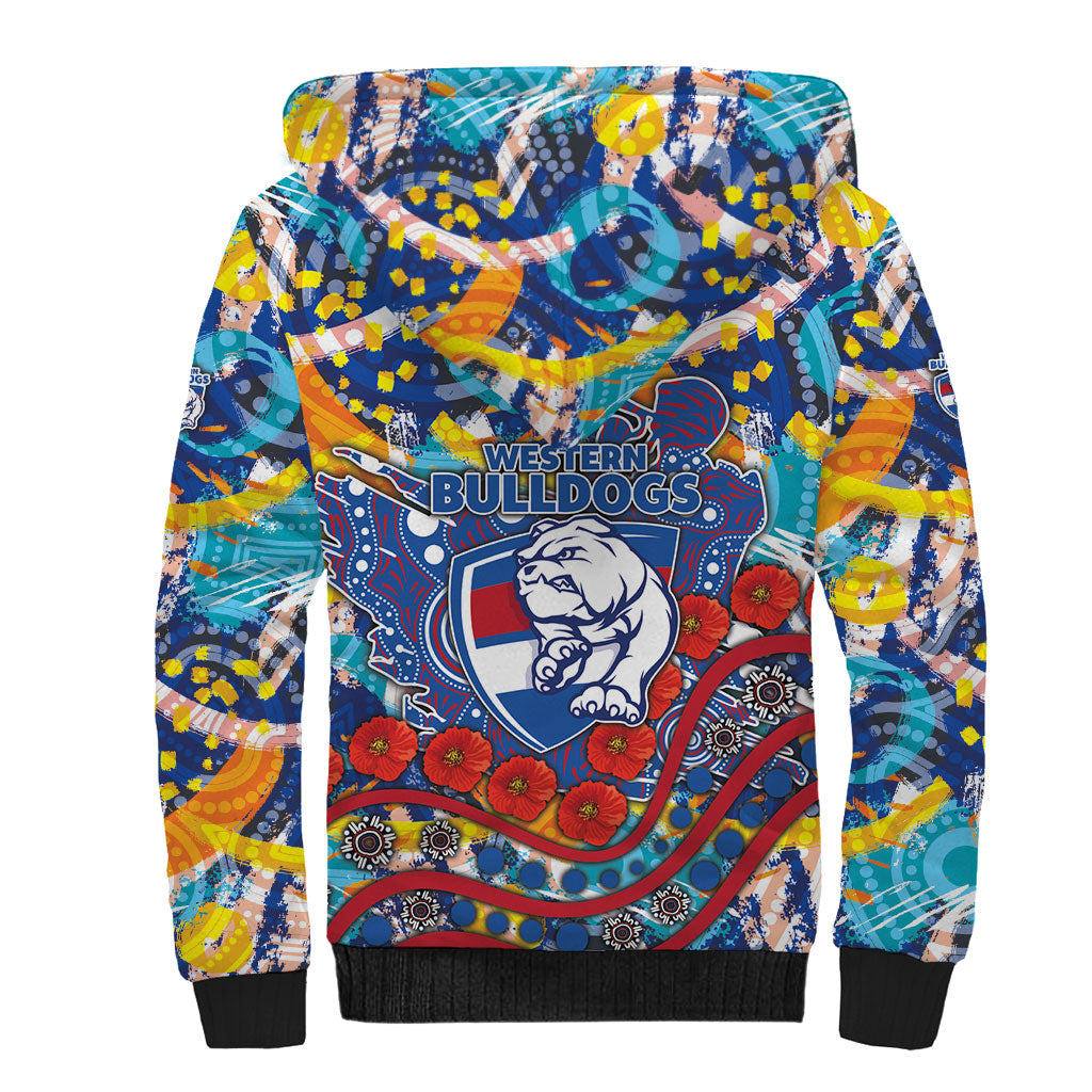 Western Bulldogs ANZAC Day Sherpa Hoodie Aboriginal Dot Art Indigenous Australian Cultural