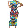 Western Bulldogs ANZAC Day Short Sleeve Bodycon Dress Aboriginal Dot Art Indigenous Australian Cultural