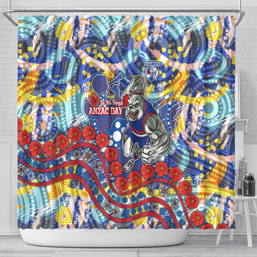 Western Bulldogs ANZAC Day Shower Curtain Aboriginal Dot Art Indigenous Australian Cultural