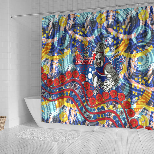 Western Bulldogs ANZAC Day Shower Curtain Aboriginal Dot Art Indigenous Australian Cultural