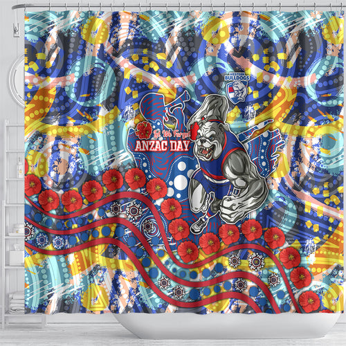 Western Bulldogs ANZAC Day Shower Curtain Aboriginal Dot Art Indigenous Australian Cultural