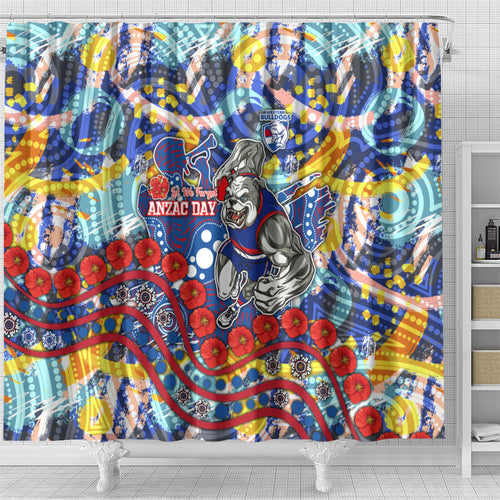 Western Bulldogs ANZAC Day Shower Curtain Aboriginal Dot Art Indigenous Australian Cultural