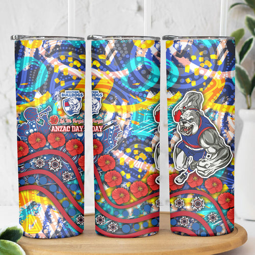 Western Bulldogs ANZAC Day Skinny Tumbler Aboriginal Dot Art Indigenous Australian Cultural