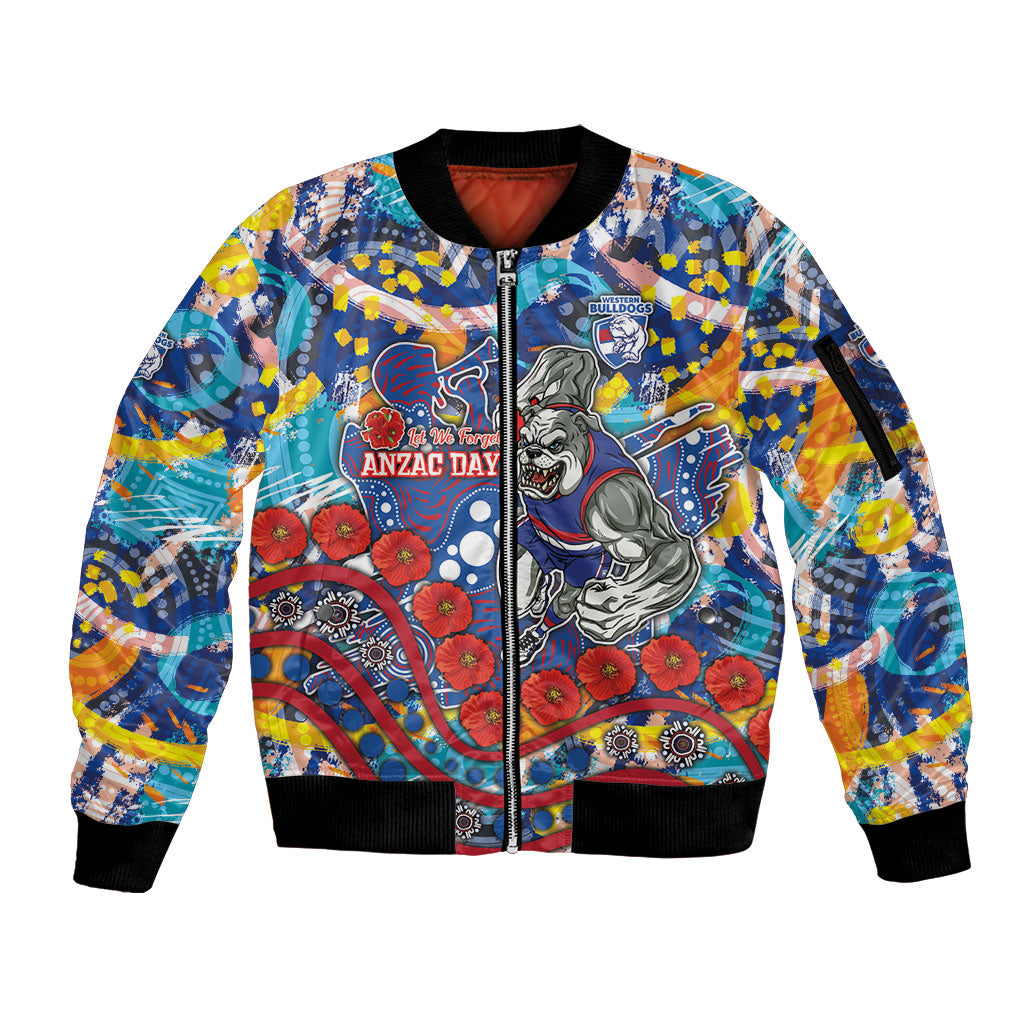 Western Bulldogs ANZAC Day Sleeve Zip Bomber Jacket Aboriginal Dot Art Indigenous Australian Cultural