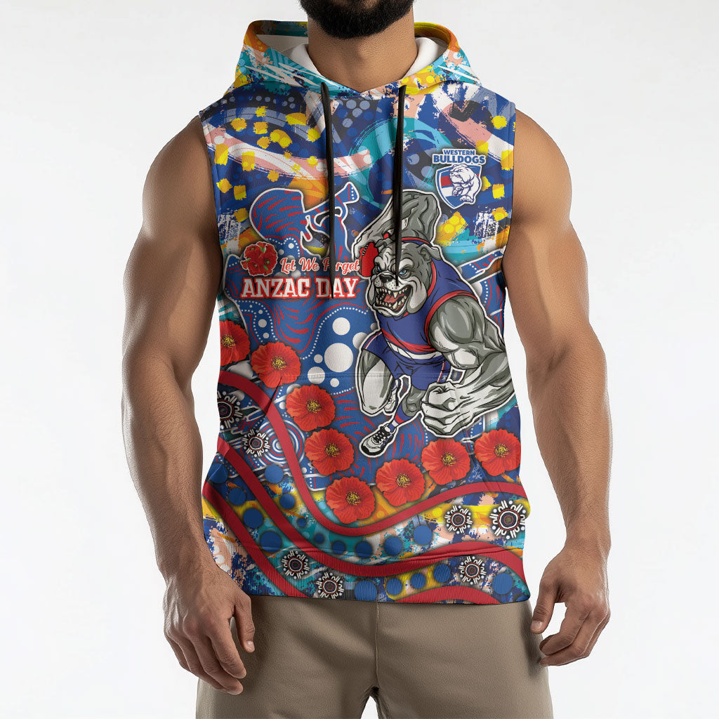 Western Bulldogs ANZAC Day Sleeveless Hoodie Aboriginal Dot Art Indigenous Australian Cultural