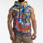 Western Bulldogs ANZAC Day Sleeveless Hoodie Aboriginal Dot Art Indigenous Australian Cultural
