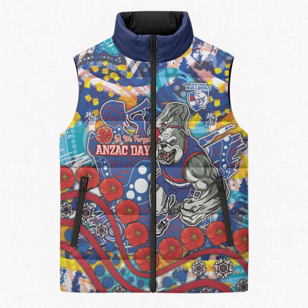 Western Bulldogs ANZAC Day Sleeveless Puffer Jacket Aboriginal Dot Art Indigenous Australian Cultural