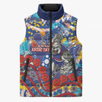 Western Bulldogs ANZAC Day Sleeveless Puffer Jacket Aboriginal Dot Art Indigenous Australian Cultural