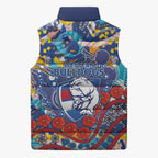 Western Bulldogs ANZAC Day Sleeveless Puffer Jacket Aboriginal Dot Art Indigenous Australian Cultural