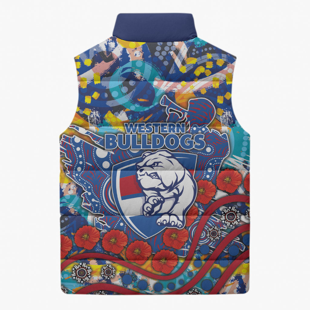Western Bulldogs ANZAC Day Sleeveless Puffer Jacket Aboriginal Dot Art Indigenous Australian Cultural