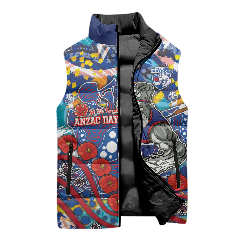 Western Bulldogs ANZAC Day Sleeveless Puffer Jacket Aboriginal Dot Art Indigenous Australian Cultural