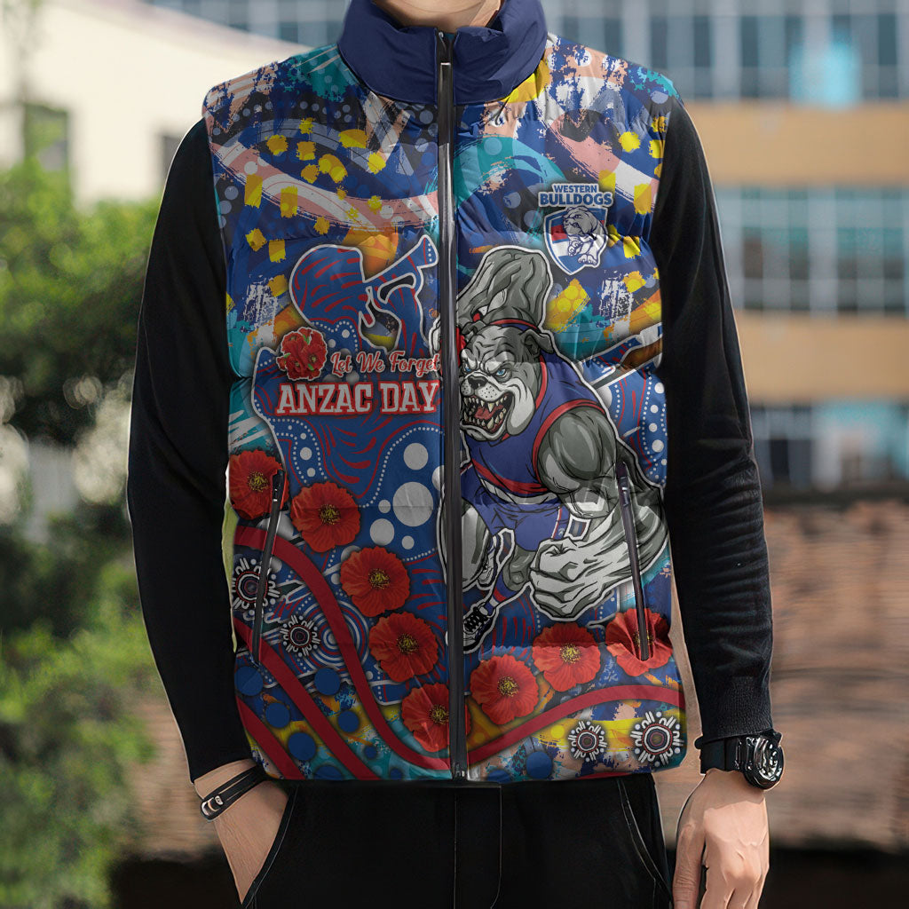 Western Bulldogs ANZAC Day Sleeveless Puffer Jacket Aboriginal Dot Art Indigenous Australian Cultural