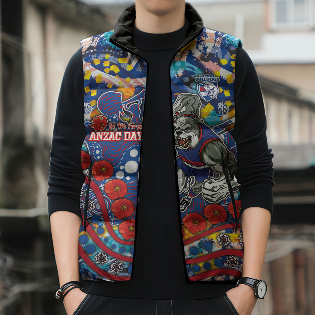 Western Bulldogs ANZAC Day Sleeveless Puffer Jacket Aboriginal Dot Art Indigenous Australian Cultural