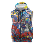 Western Bulldogs ANZAC Day Sleeveless Zip Hoodie Aboriginal Dot Art Indigenous Australian Cultural