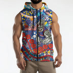 Western Bulldogs ANZAC Day Sleeveless Zip Hoodie Aboriginal Dot Art Indigenous Australian Cultural