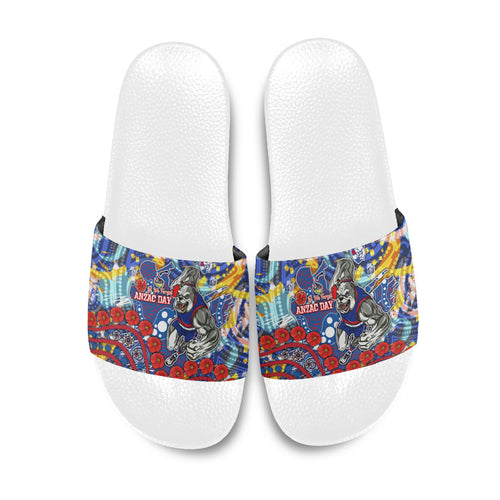 Western Bulldogs ANZAC Day Slide Sandals Aboriginal Dot Art Indigenous Australian Cultural