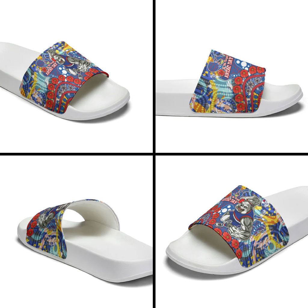 Western Bulldogs ANZAC Day Slide Sandals Aboriginal Dot Art Indigenous Australian Cultural