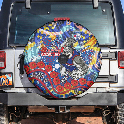 Western Bulldogs ANZAC Day Spare Tire Cover Aboriginal Dot Art Indigenous Australian Cultural