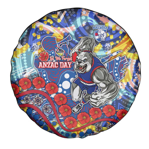 Western Bulldogs ANZAC Day Spare Tire Cover Aboriginal Dot Art Indigenous Australian Cultural