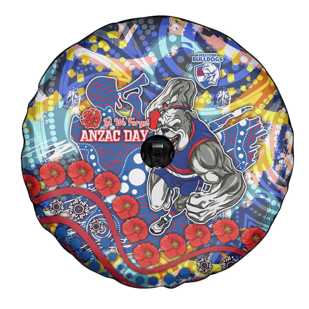 Western Bulldogs ANZAC Day Spare Tire Cover Aboriginal Dot Art Indigenous Australian Cultural