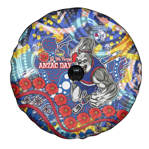 Western Bulldogs ANZAC Day Spare Tire Cover Aboriginal Dot Art Indigenous Australian Cultural