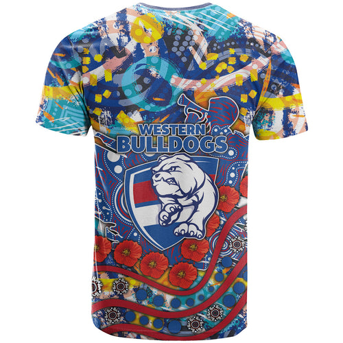 Western Bulldogs ANZAC Day T Shirt Aboriginal Dot Art Indigenous Australian Cultural