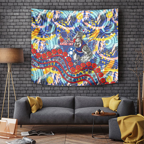 Western Bulldogs ANZAC Day Tapestry Aboriginal Dot Art Indigenous Australian Cultural